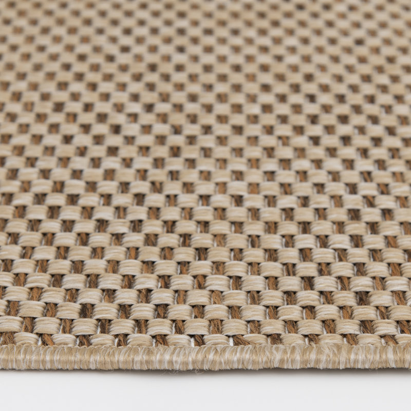 Union Rustic Makeitha Kinsley Tan Plaid Indoor/Outdoor Polypropylene Area Rug, Rectangle 3'3" x 5'3"