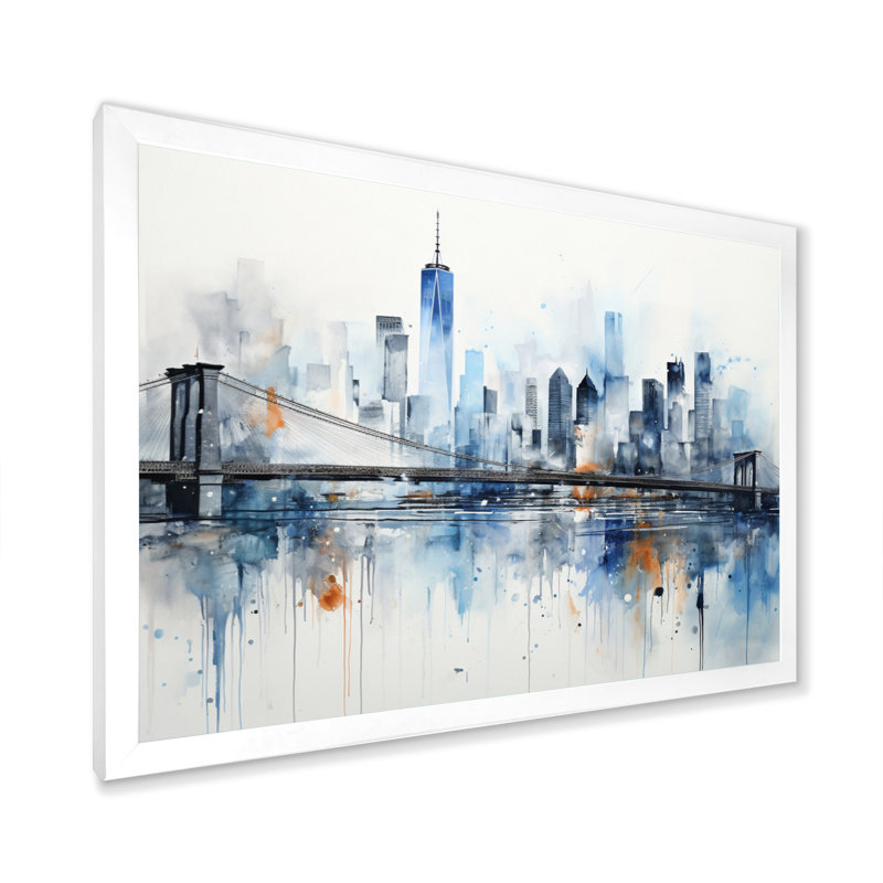 Gris, bleu, minimalisme, euphorie urbaine II, art encadré, H 24 po x l 32 po x P 1 po, Cadre simple blanc