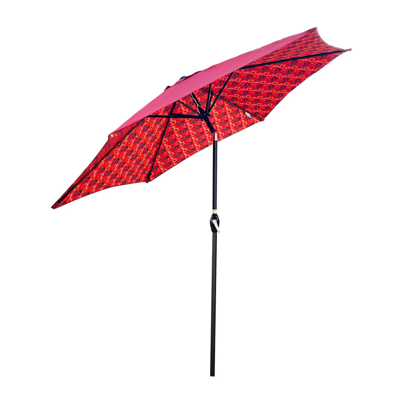 Parasol de jardin orange 9 pi, H 91,76 po x l 105,39 po x P 106,63 po, Orange Floral