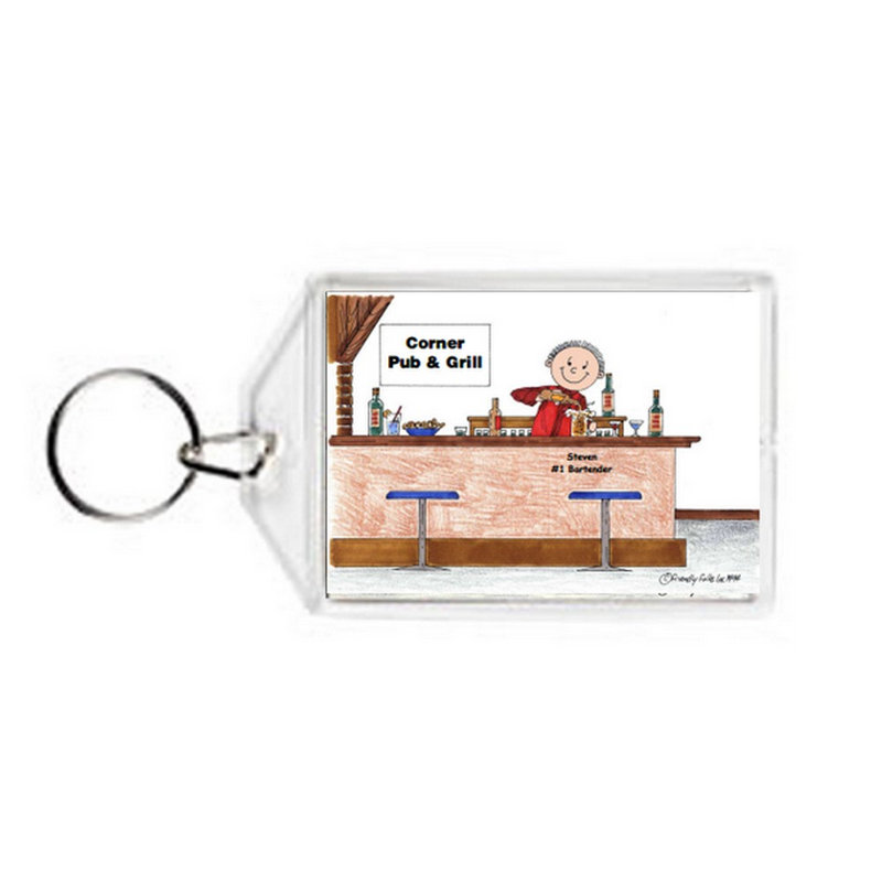 Personnalisé barman - porte-clés acrylique mâle