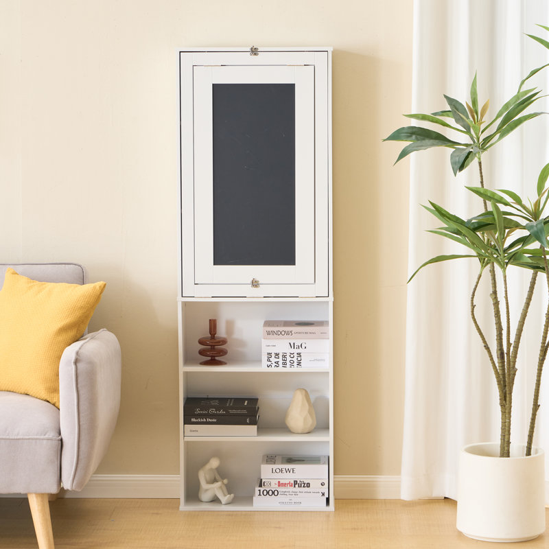 Bureau d'écriture convertible pliable, armoire de table murale avec tableau noir et tablettes de rangement, bureau escamotable peu encombrant pour le bureau à domicile, salon, chambre à coucher (blanc)