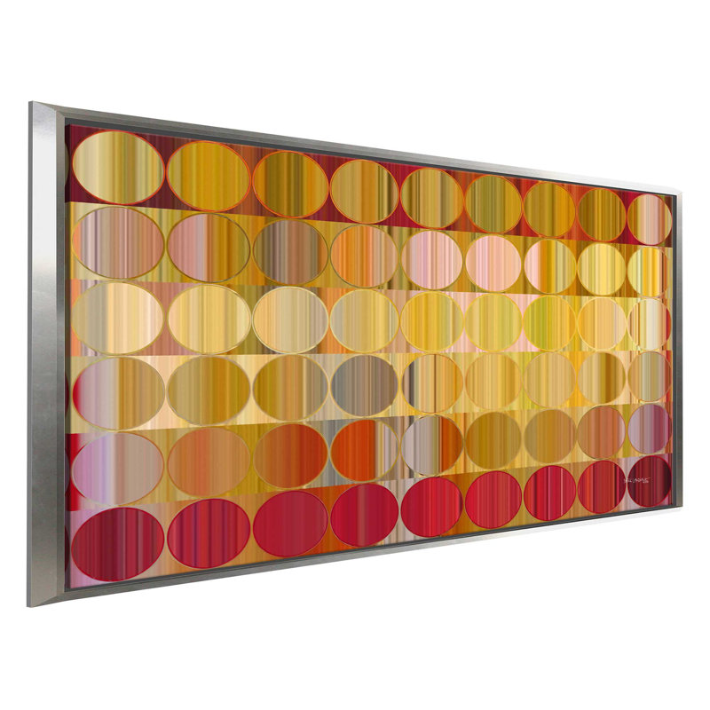 Circles and Squares 57 Golden Red by Mark Lawrence - Floater Frame Graphic Art Print on Canvas, Silver Floater Frame