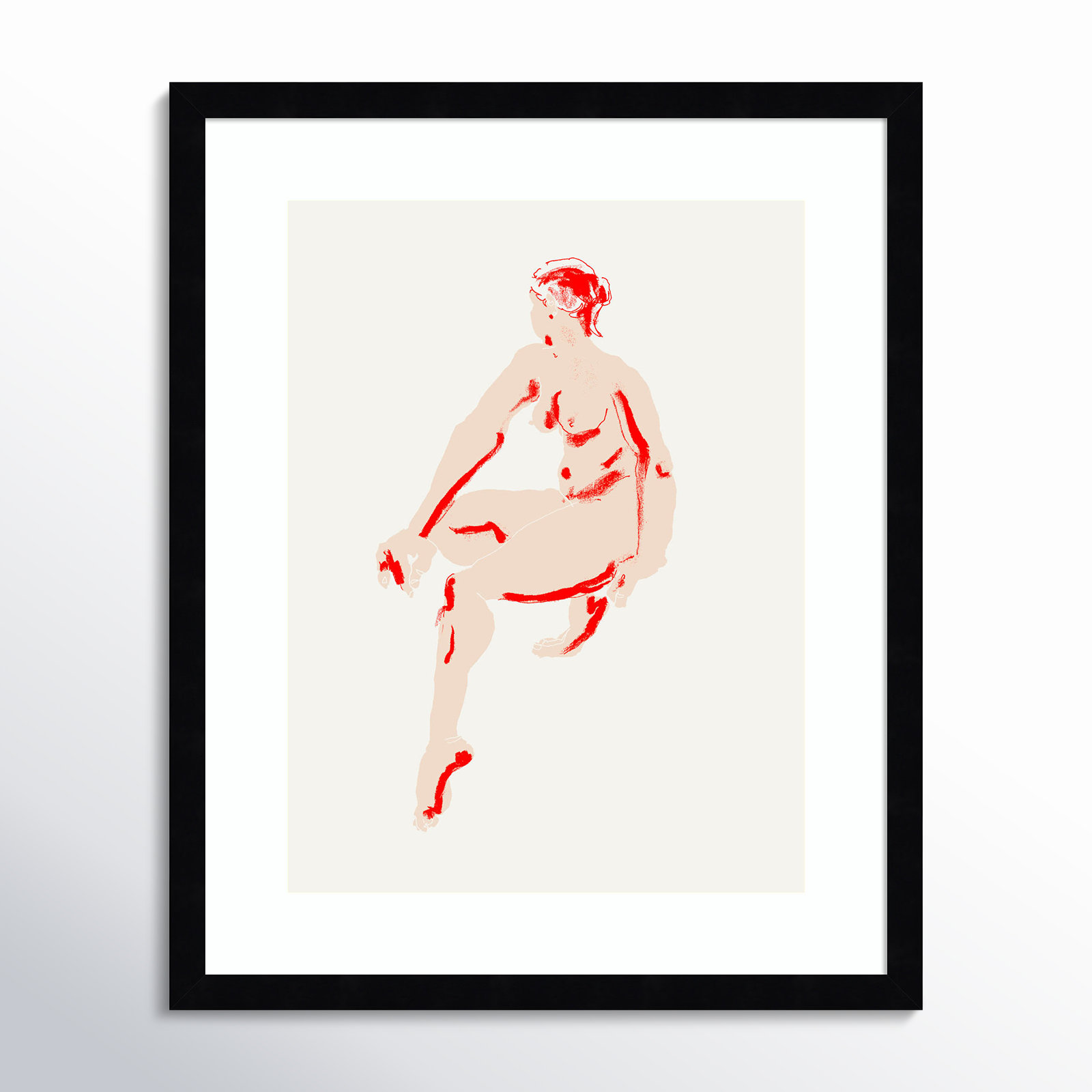 Henn "Naked Woman" Print, Black, 21" H x 17" W