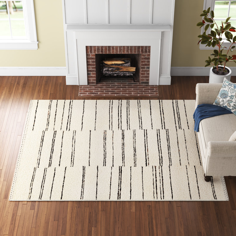 Tapis gris / crème en laine tissé à plat à la main Alexuss Mae, Rectangle 12 pi x 15 pi
