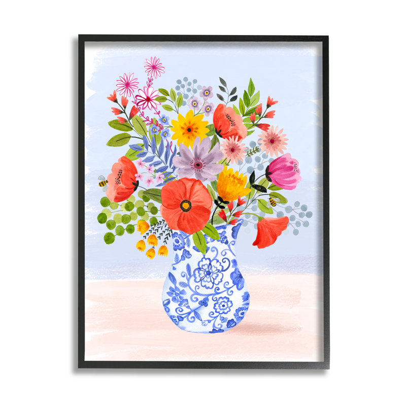Fleurs lumineuses en poterie, estampe numérique par Sharon Lee, Giclée encadrée noir minuit, H 30 po x l 24 po x P 1,5 po