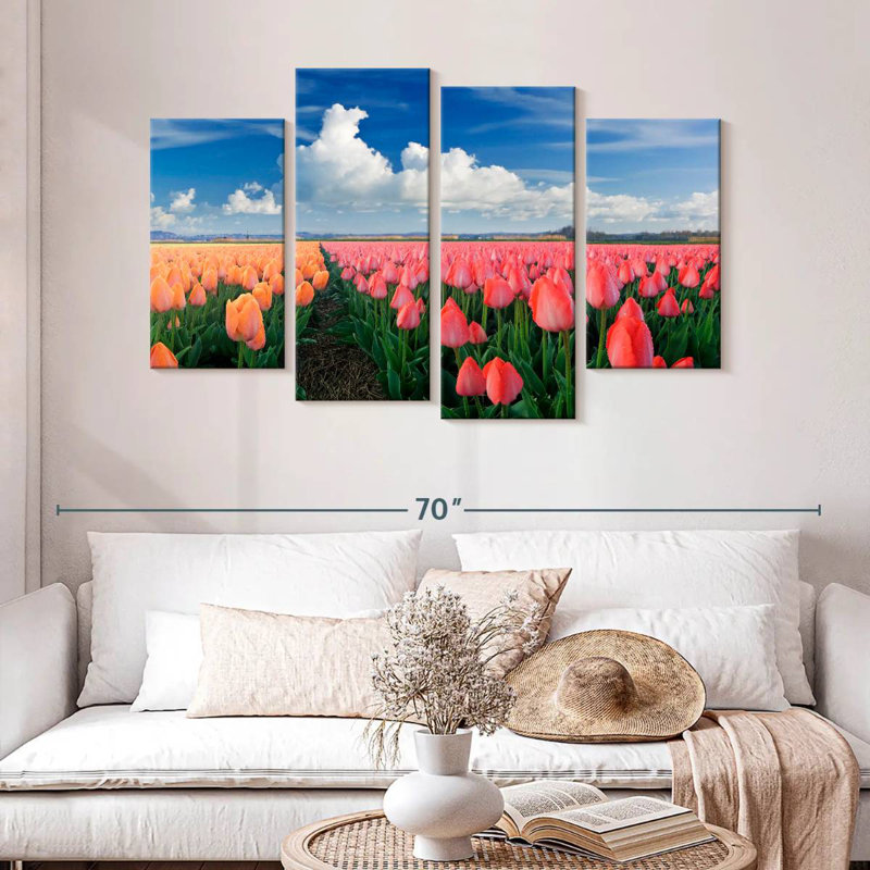 Alvord Pink And Orange Tulips, 32" H x 52" W