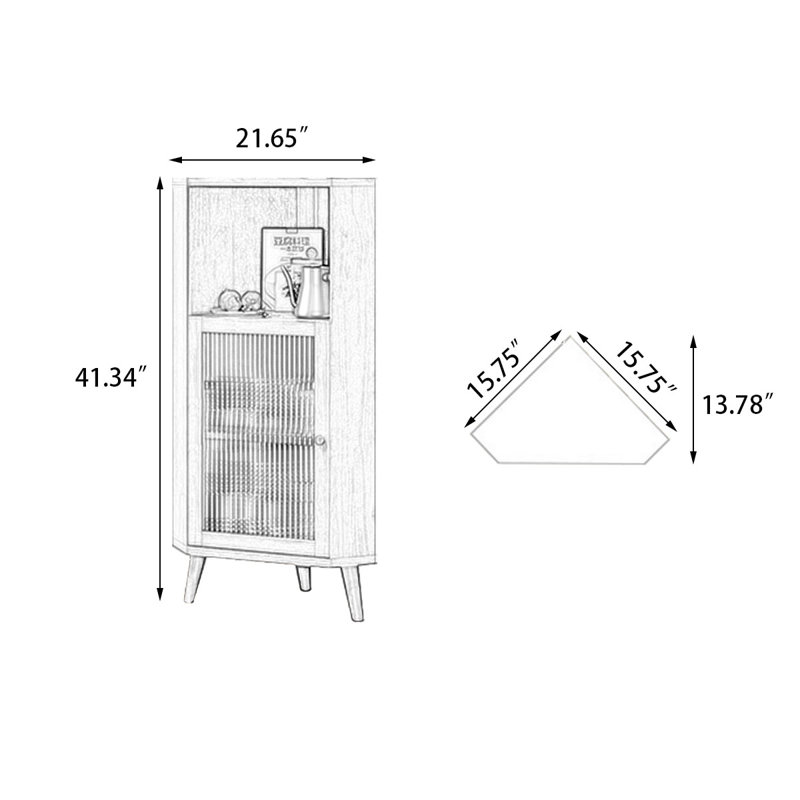 Cherry wood color Solid Corner cabinet