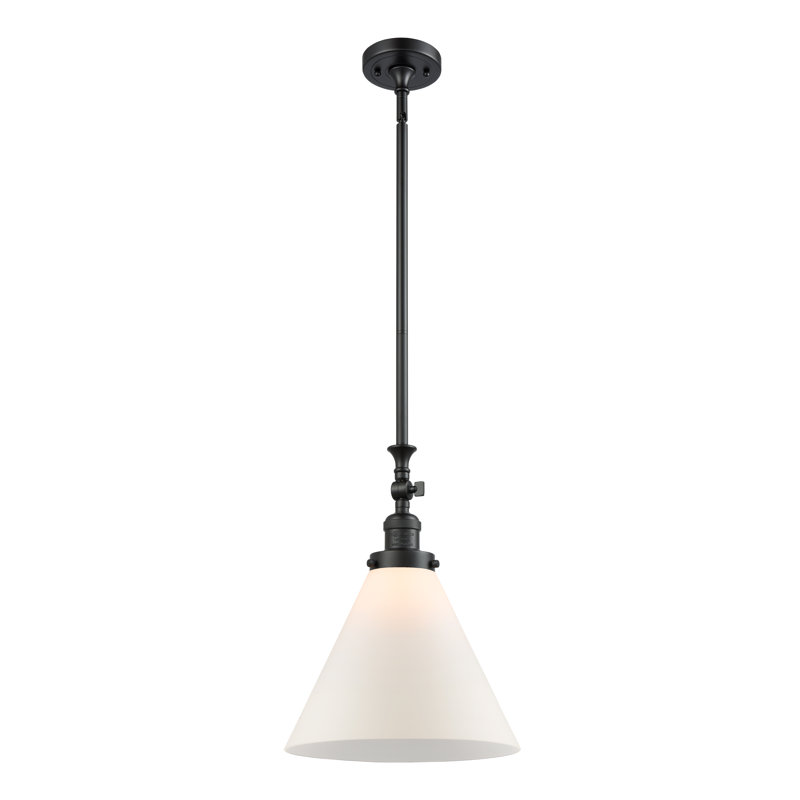 1 - Light Single Pendant, Matte Black, Matte White Cased, 6 Watt Vinage LED Bulb