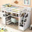 White Twin Loft Bed With Desk, Shelves And Reliable Stability Shelves, Construction Materials In