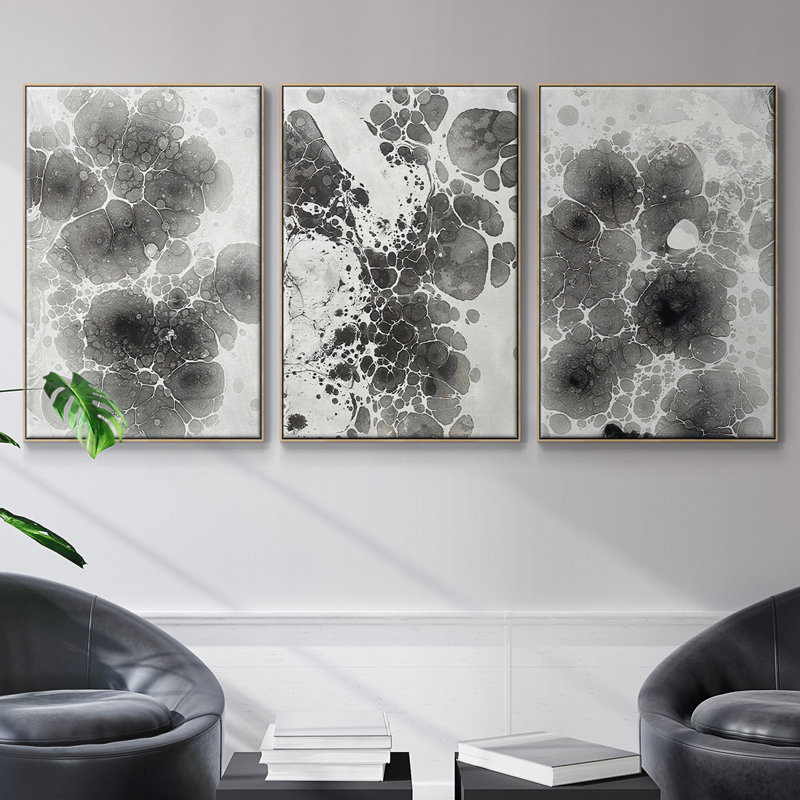 " Marbling I " 3 - Pieces, Naturel, H 40 po x l 90 po x P 2 po