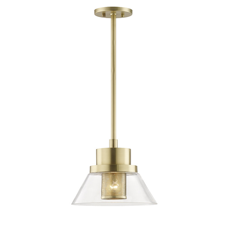 Luminaire suspendu 1 lumière Paoli, Laiton vieilli, l 12po x P 12 po