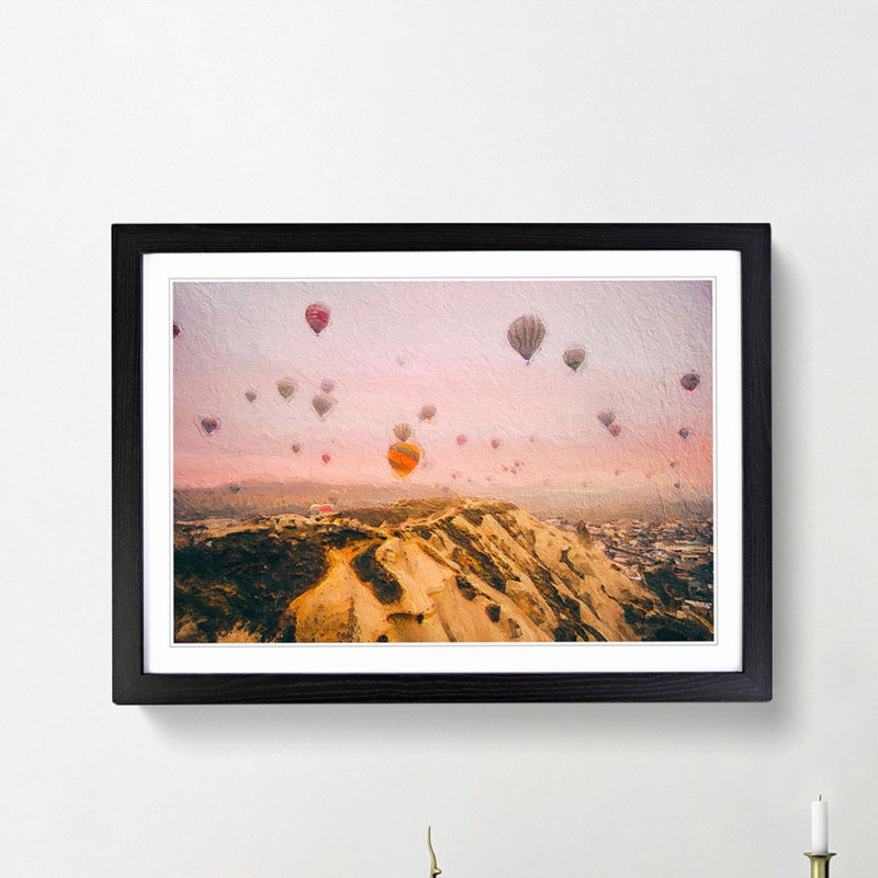 Hot Air Balloon Ride - Picture Frame Painting Print on MDF, 48cm H x 65cm W x 2cm D, Black Framed