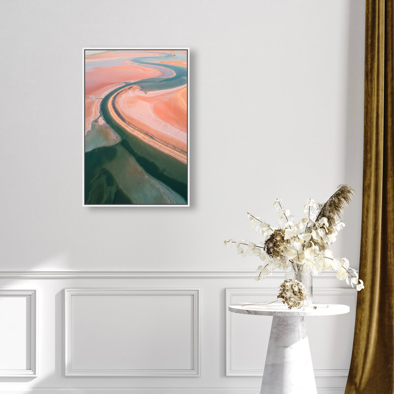 Peach Sand Abstract Canvas Print by Oliver Gal, Black Frame, 10 x 15, 21"H x 31"W, White Floater Frame
