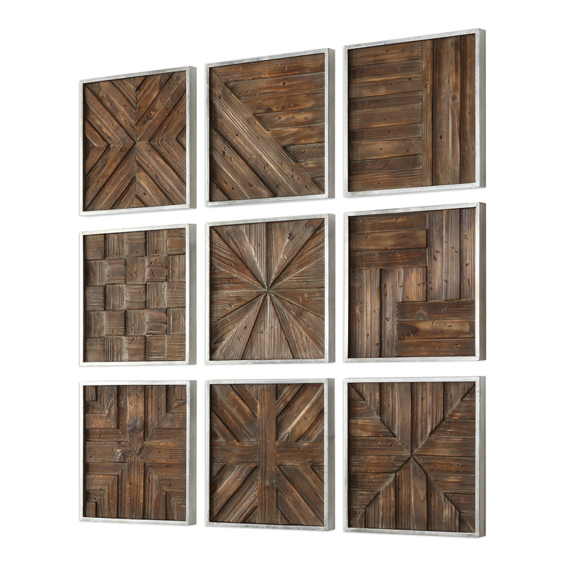 Ashling Rustic Abstract Wall Decor on Solid Wood