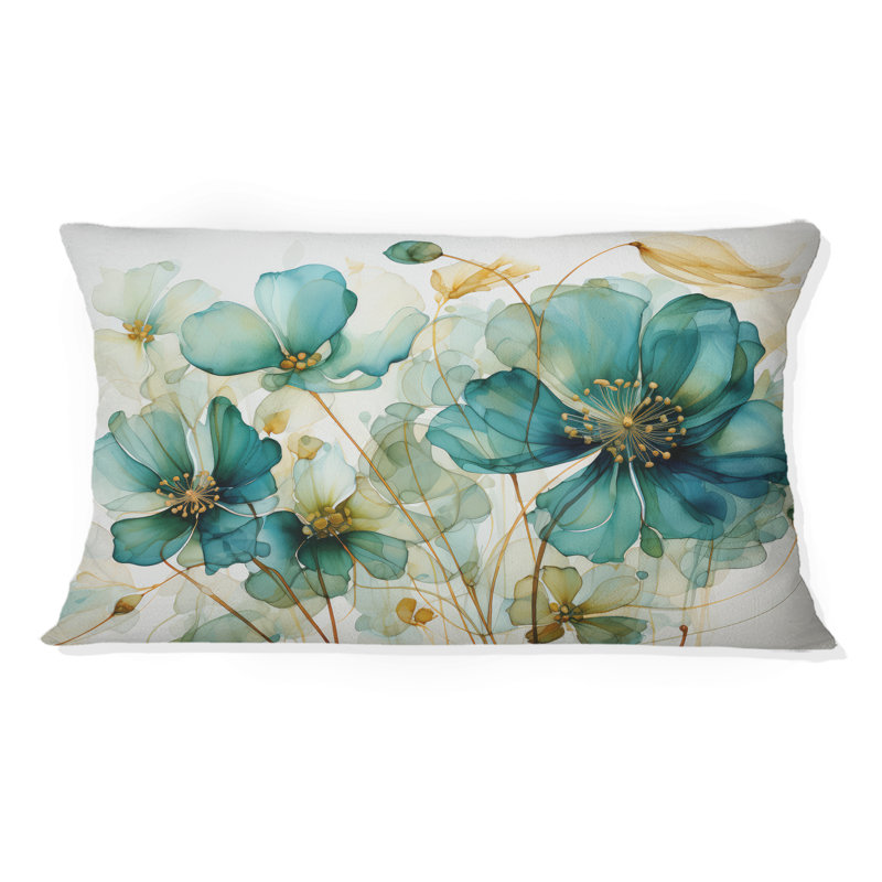 Coussin Teal Green croissance - Abstract Botanicals, Rectangulaire, 12" x 20"