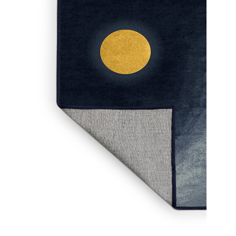 Machine Washable Peirsen Firefly Modern Ombre Rug in Gray – Navy Binding, 3x5