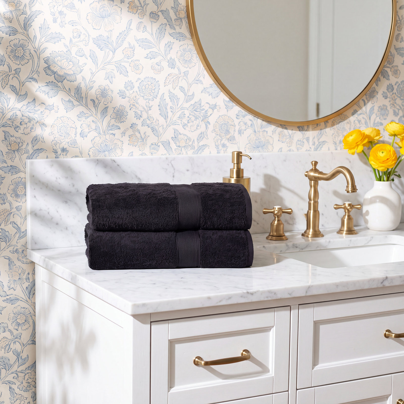Organic Cotton Towel Set, Black, 2 Bath Sheet Set