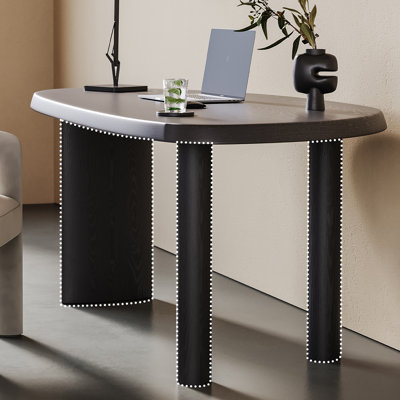 55.12" Black Oval Solid Wood desks