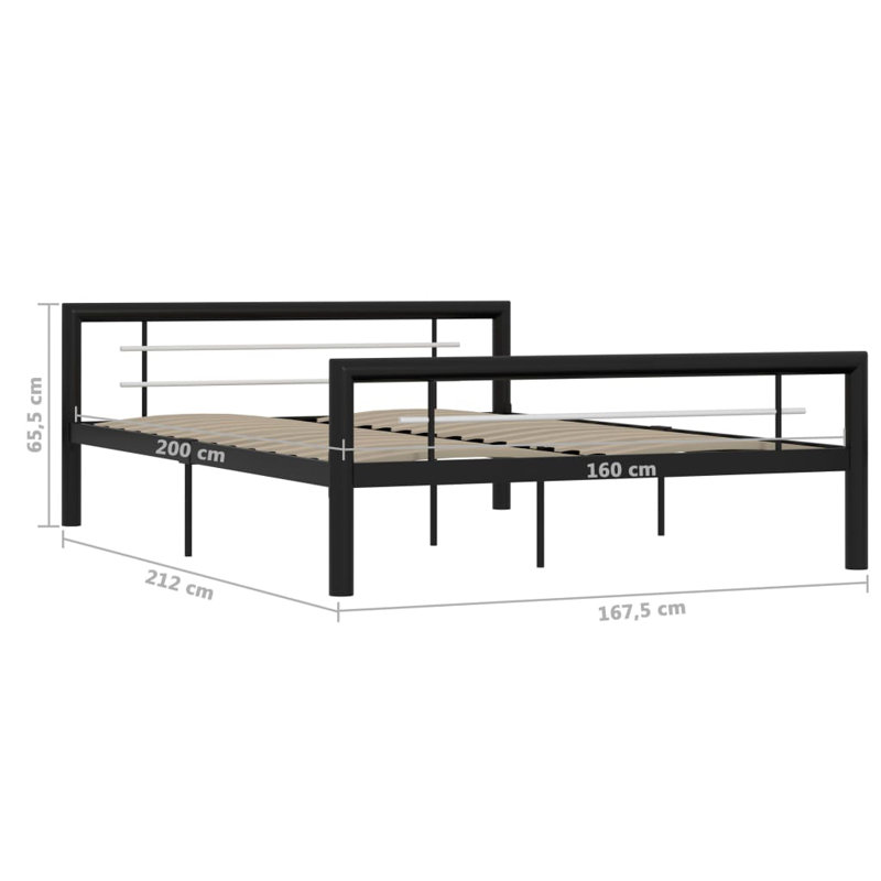 Andelina Metal Bed, European Kingsize (160 x 200cm), black and white