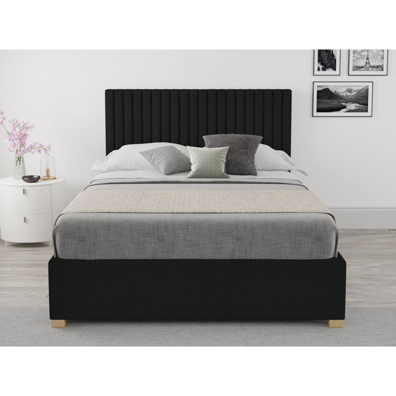 Chevy Upholstered Ottoman Storage Bed, Small Double (4'), Ebony
