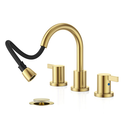 Robinet de lavabo de salle de bain extractible avec douchette extractible, 8 pouces, 3 trous et 2 poignées