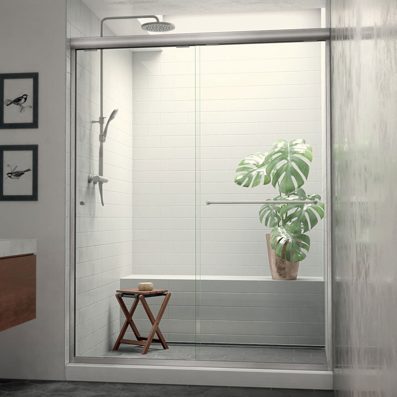 Euro Brushed Nickel 48" x 70" Frameless Clear Glass Bypass Shower Door