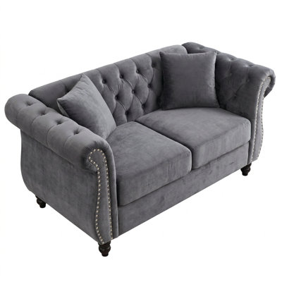 Canapé modulaire Chesterfield avec garniture cloutée et dossier capitonné