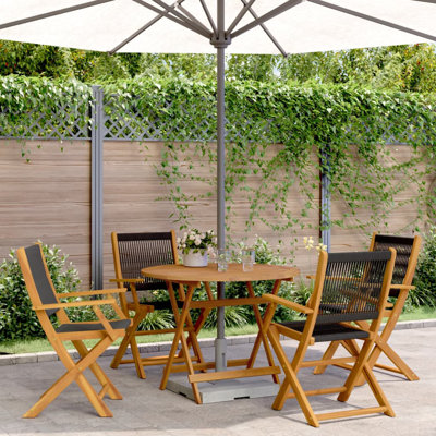 4 - Person Acacia Wood Patio Dining Set with Round Table