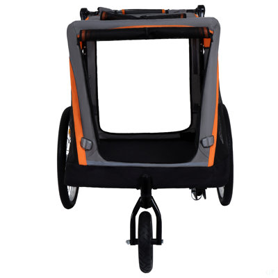 2-In-1 Bike Trailer & Push Cart For Pets - Detachable Bike Hitch & Push Handle Included - Quick Release Wheel, Internal Leash, Dual Cup Pockets And Underneath Storage Bag,  Holds Pets Up To 100 Lbs