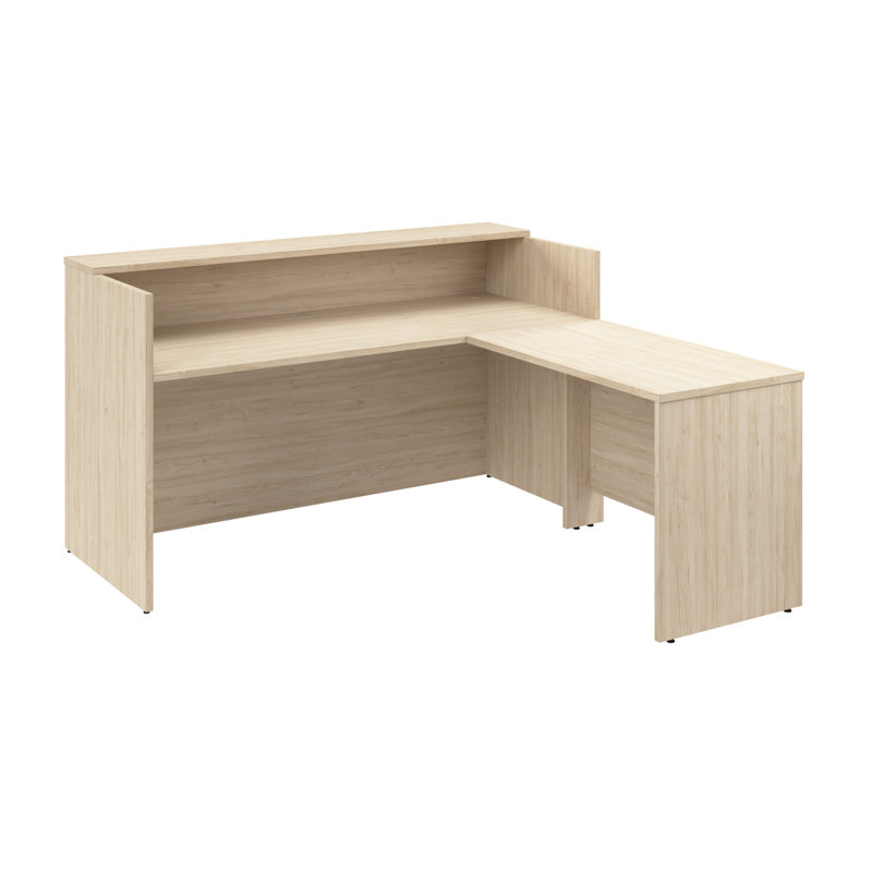 Bureau de réception en bois manufacturé en forme de L 72 po x P 72 po Arrive, Orme naturel