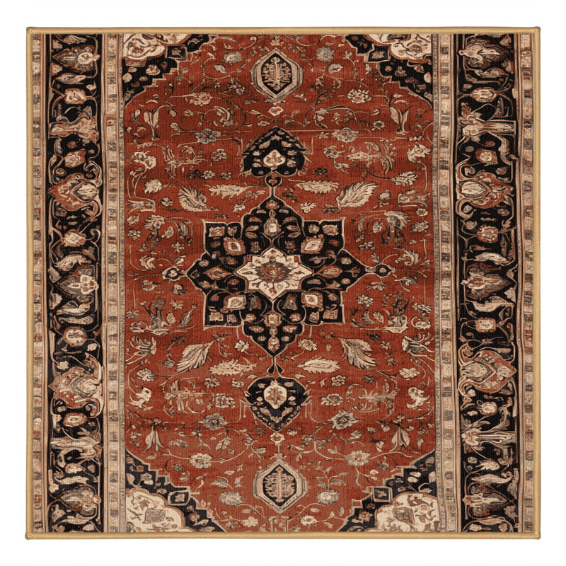Tapis brun lavable à la machine, Carré 7 pi