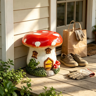 Resin Mushroom Patio Footstool