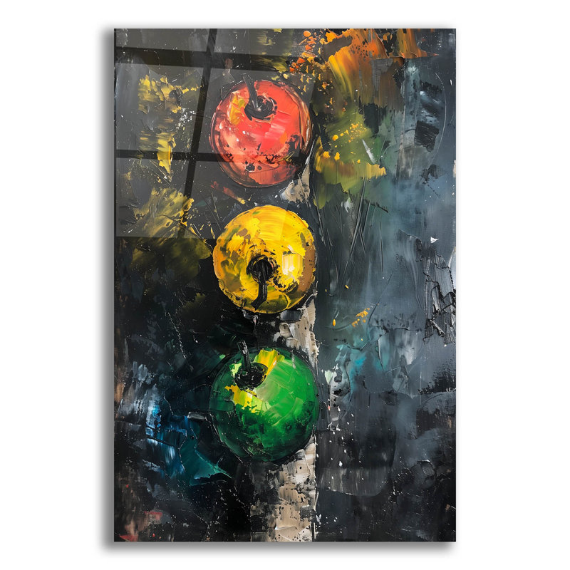 Art mural en verre épique «Apple trafic Light» par Andreas Magnusson, H 16 po x l 12 po x P 0,13 po
