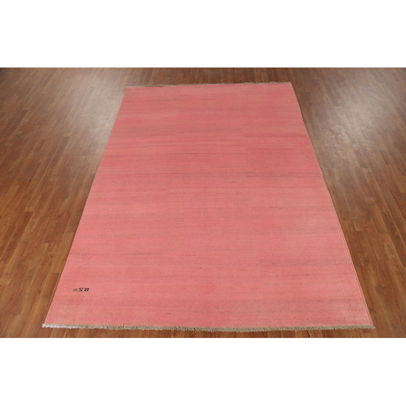 Tapis rose clair moderne Gabbeh 7 x 9