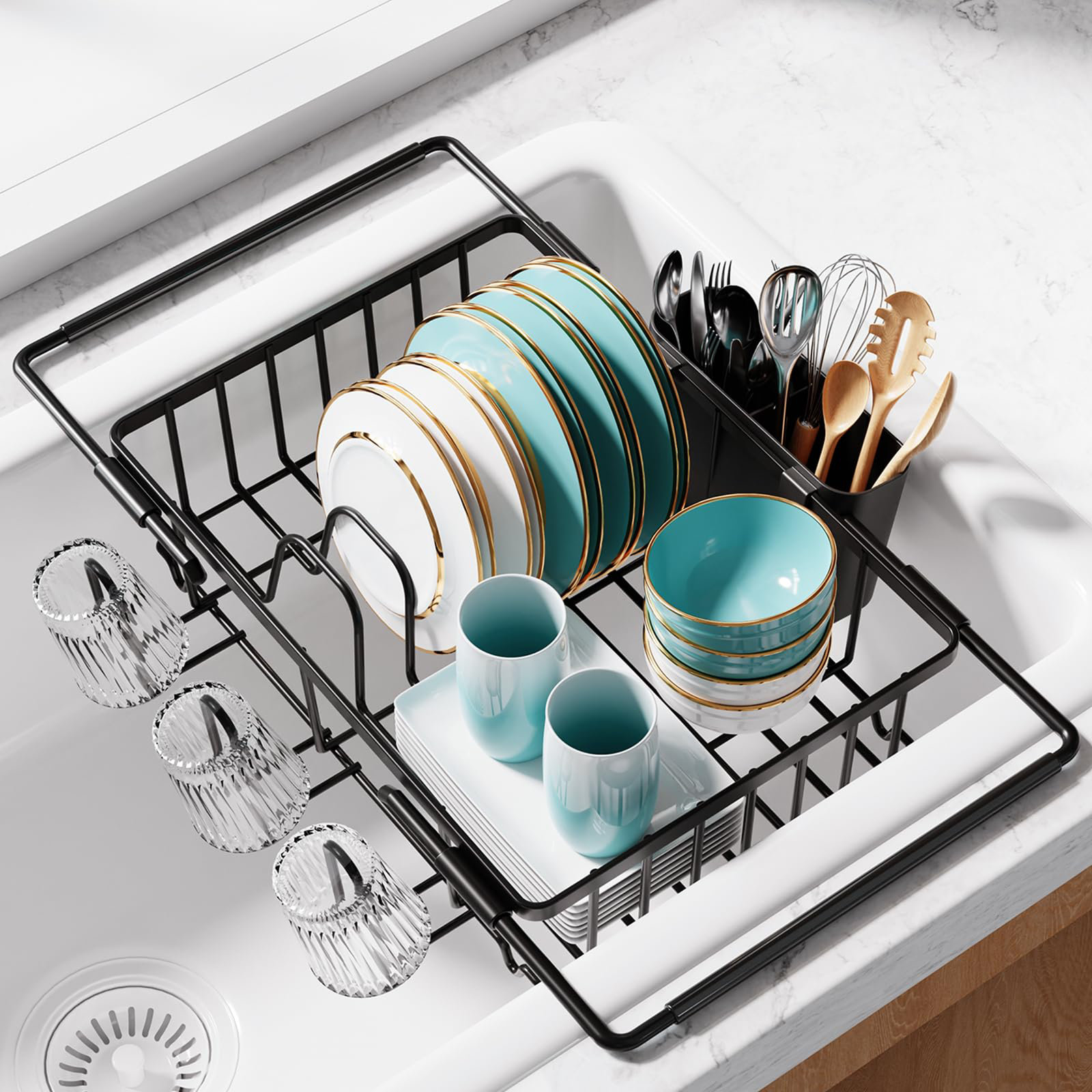 HUDSON & ASHTON LLC Over Sink Dish Rack - Expandable Stainless Steel ...