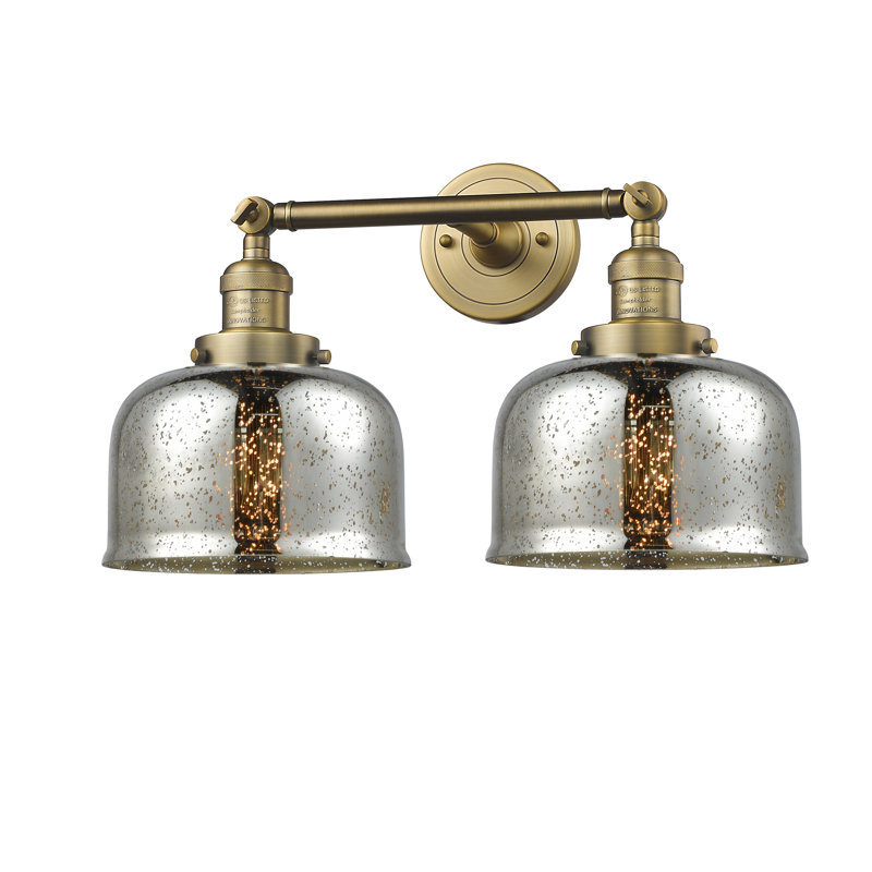 Bell - Luminaire de meuble-lavabo 19 po 2 lumières, Ampoule à DEL rétro de 6 watts, Argent mercuré, Laiton brossé