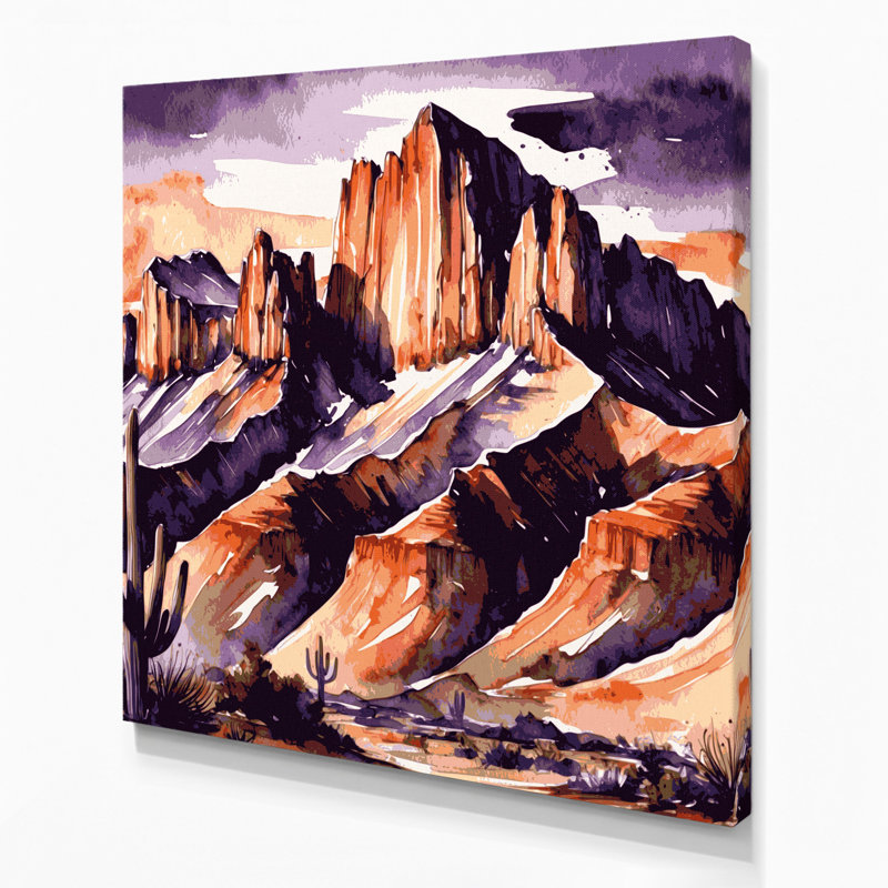 Art mural sur toile mauve Southwestern, H 16 po x l 16 po