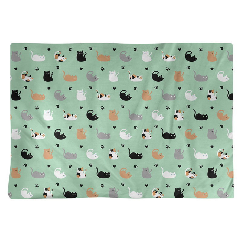 Napperon en coton 18 po Cat, Vert / Noir