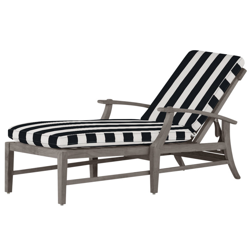 Croquet Teak Chaise Without Wheel - Oyster, Welt, Cabana Stripe Midnight, Oyster Teak