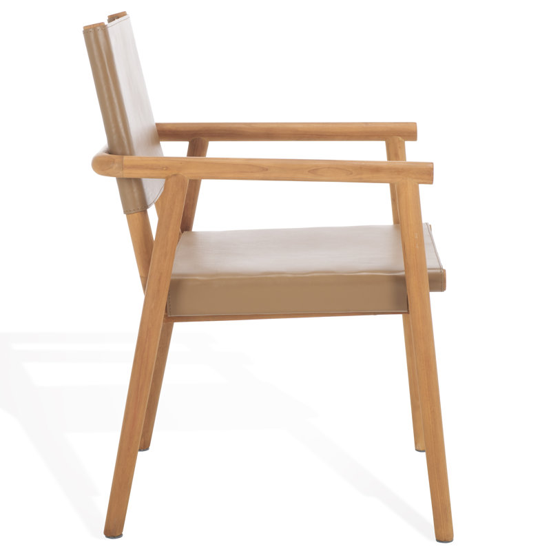 Hutson Leather Upholstered Dining Arm Chair, Natural