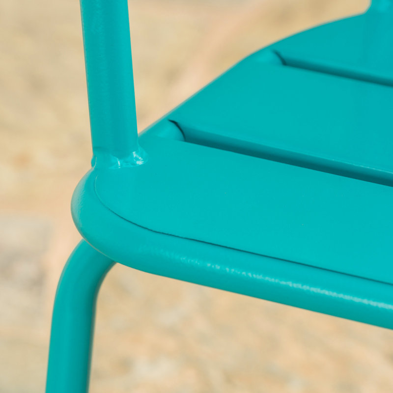 Bistro de jardin élégant - Fer, bleu sarcelle mat, 2 chaises et table ovale pour un confort optimal. Aspect de fer mat.