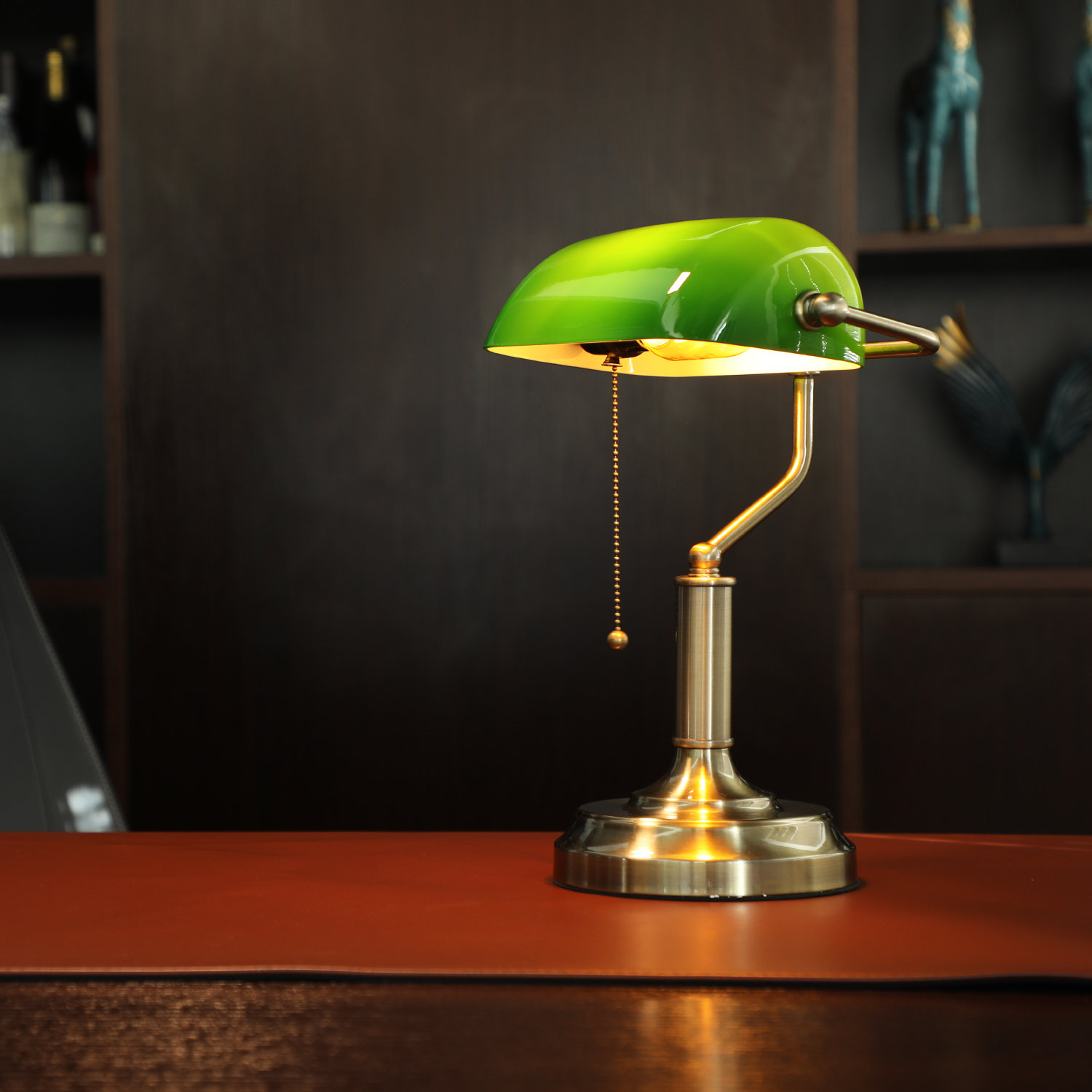 Bankers Desk Lamp with Pull Chain Switch Plug in Fixture,Vintage Desk Lamps,Library Lights