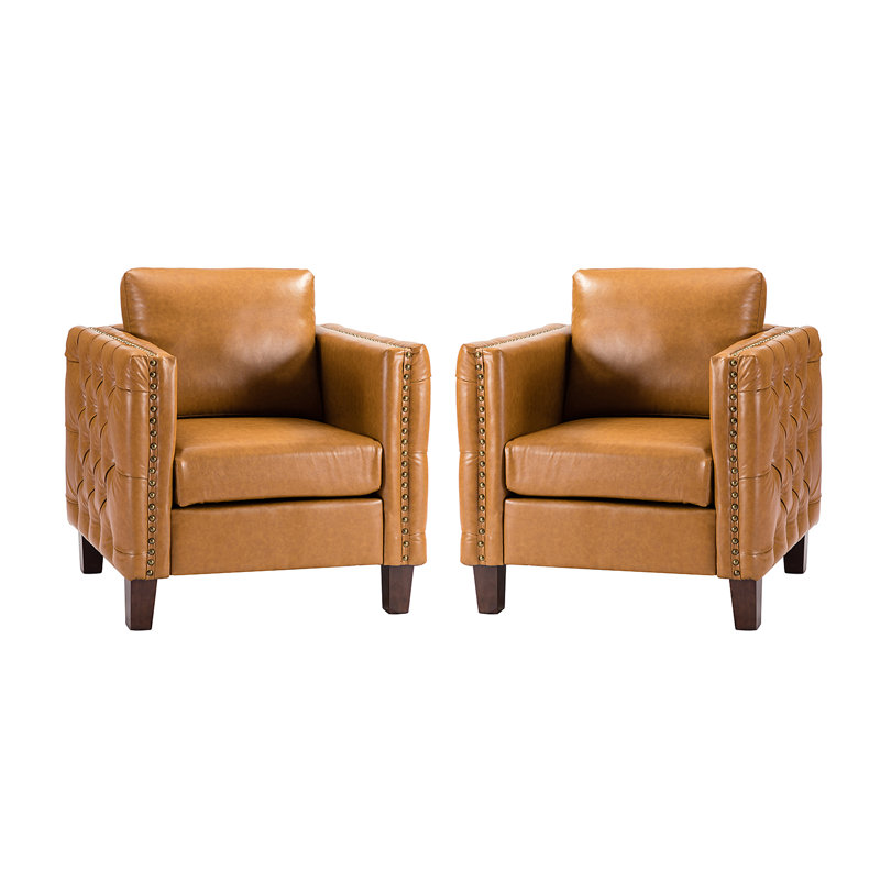 Osbaldo Upholstered Club Chair, Camel Polyurethane