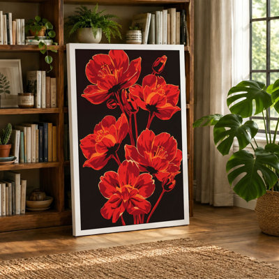 Vibrant Red Blooms Botanical - Wrapped Canvas