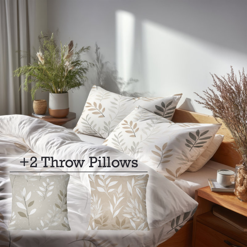 Ensemble de literie 5 pièces Floral - Ensemble de housse de couette et coussin décoratif