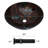 16-1/2 in. Flame Red Glass Round Vessel Basin Glass Circular Vessel Bathroom Sink with Black Pop-up Drain