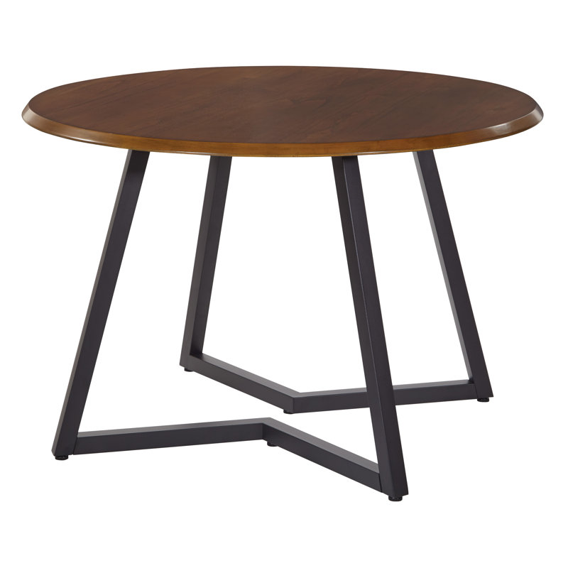 Koralynn Round Metal Base Dining Table, Oak