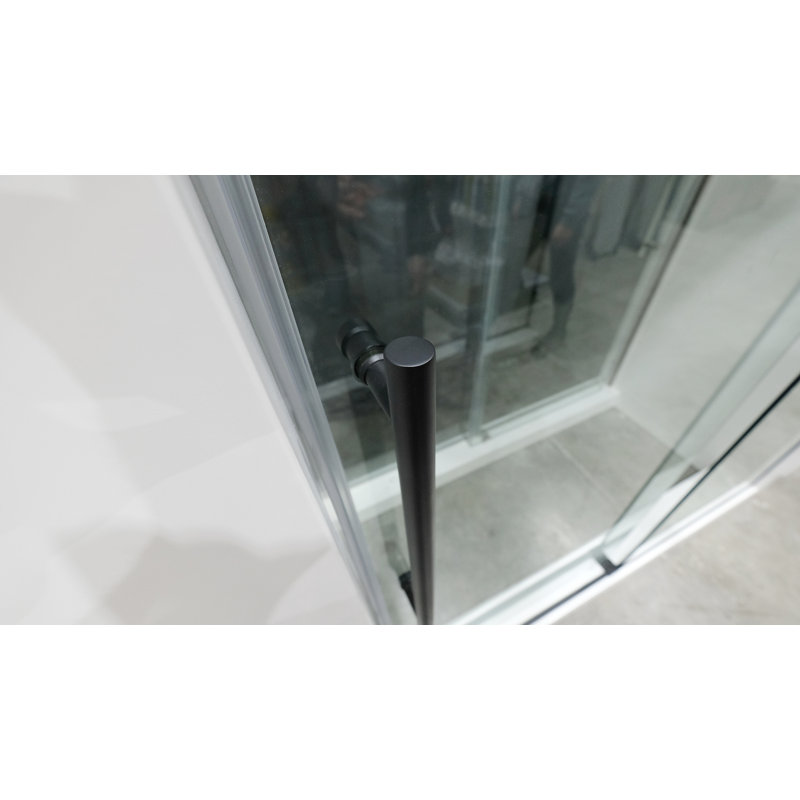 45.75" - 47"W x 75"H Frameless Shower Door, Matte Black