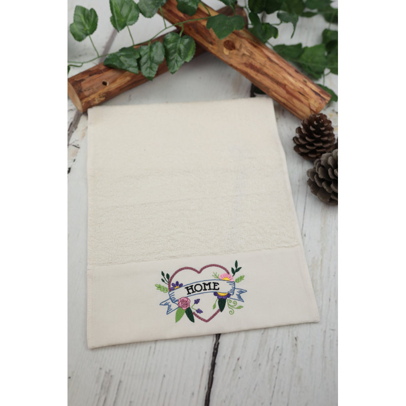 Serviette 100% coton Benvida, Crème / vert / bleu