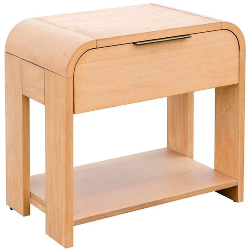 Table de chevet moderne à un tiroir avec mouvement stable et style Mid-Century Waterfall